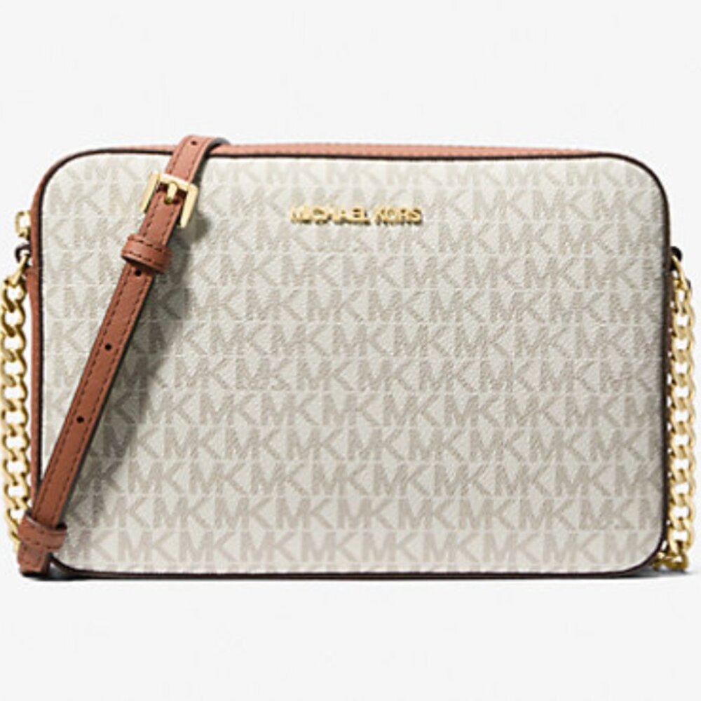 NWT Jet Set Large Printed Logo Crossbody Bag Vanilla